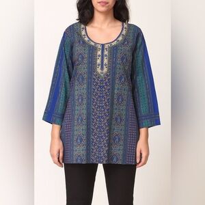 India Tunic Top Kurti
Womens Printed Silk Blouse